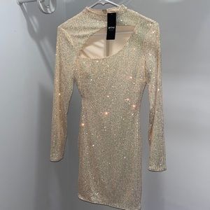 Champagne Mini Dress With Sequins NEW WITH TAGS!